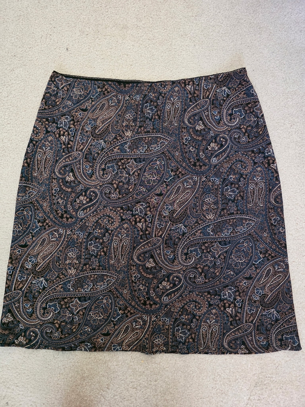 Northern Reflections Paisley Pencil Skirt in Black and Brown